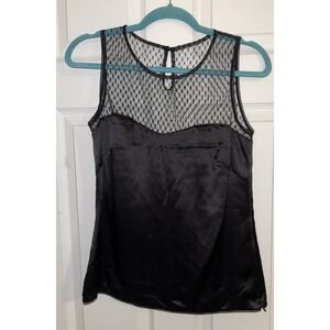 Adrianna Papell Lace Satin Tank Top Size 4 Whimsygoth Romantic Witchy Black Y2K